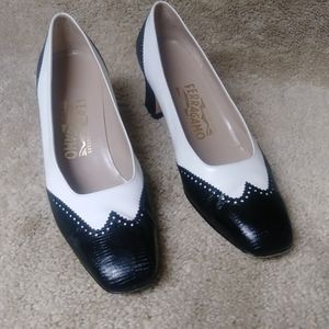 Salvatore Ferragamo Black/White Size 8 Women Shoes